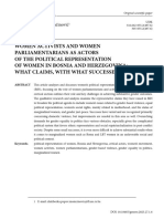 Women Activists and Women Parliamentarians As Actors of Political Representation of Women in Bosnia and Herzegovina - What Claims, With What Successes