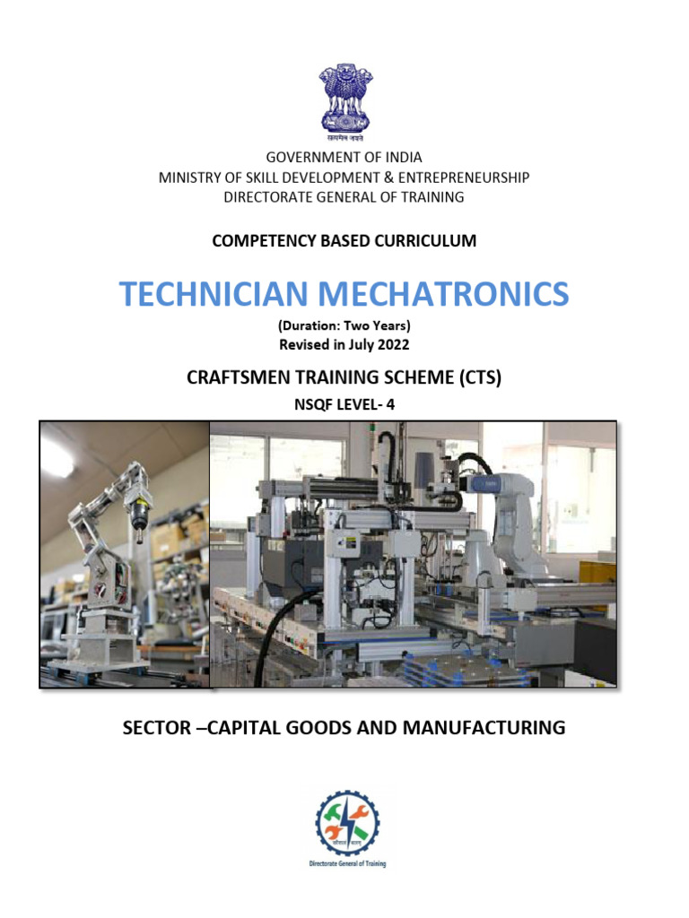 Technician Mechatronics - CTS2.0 - NSQF-4 | PDF | Mechatronics ...
