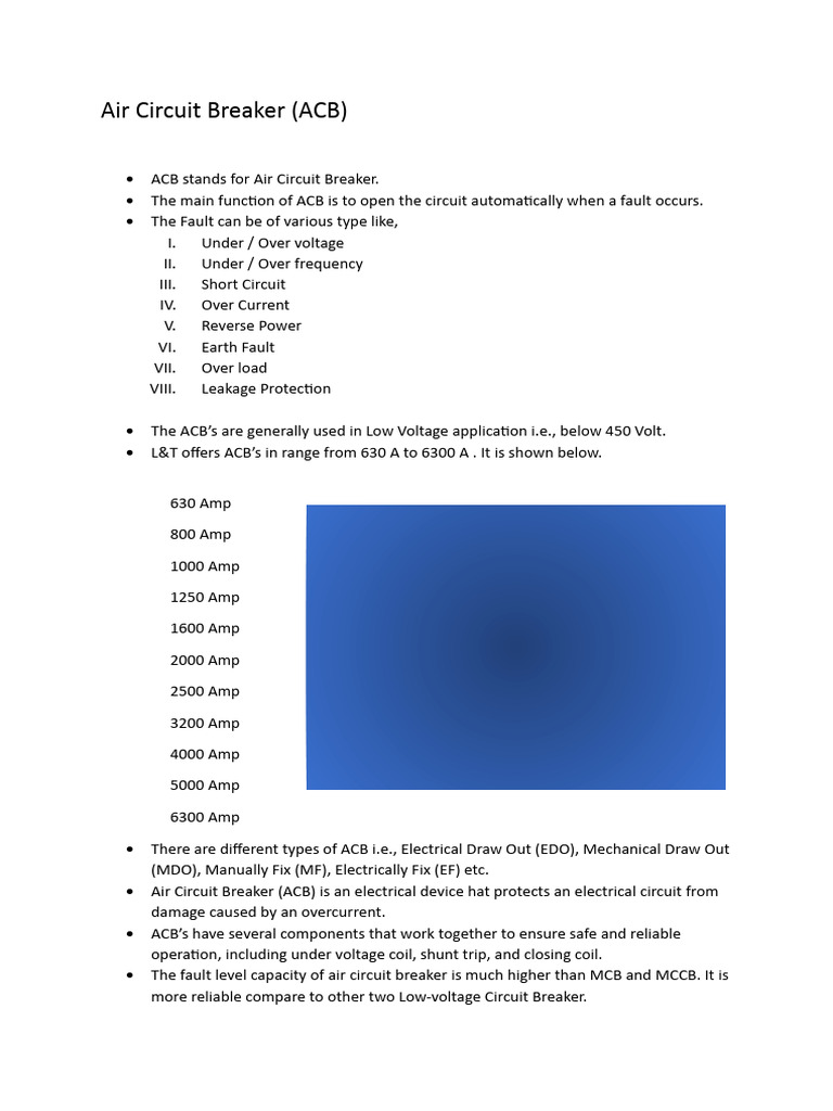 Overview of Air Circuit Breakers (ACB) | PDF | Science & Mathematics