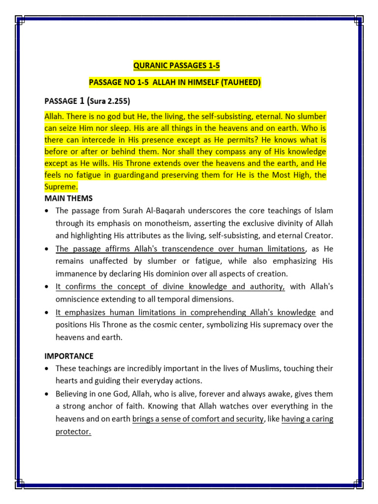 Core Teachings of Allah in the Quran | PDF | God In Islam | Prophets ...