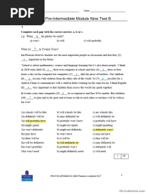 New Cutting Edge Pre Intermediate Test