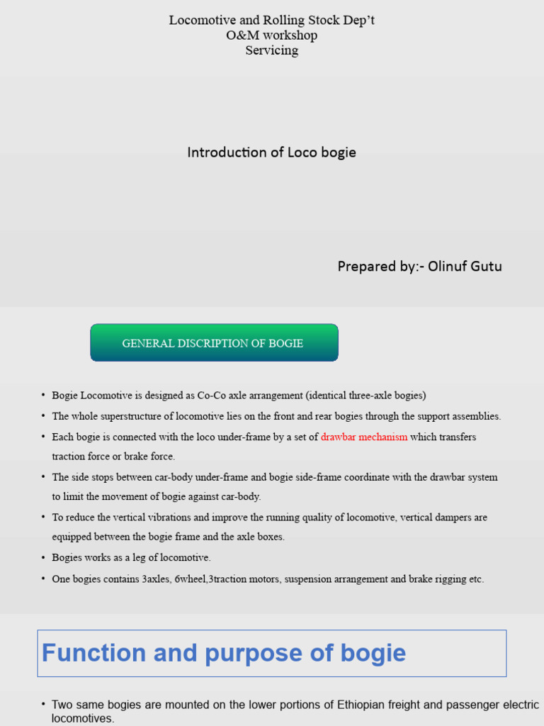 Overview of Locomotive Bogie Design | PDF | Locomotives | Axle