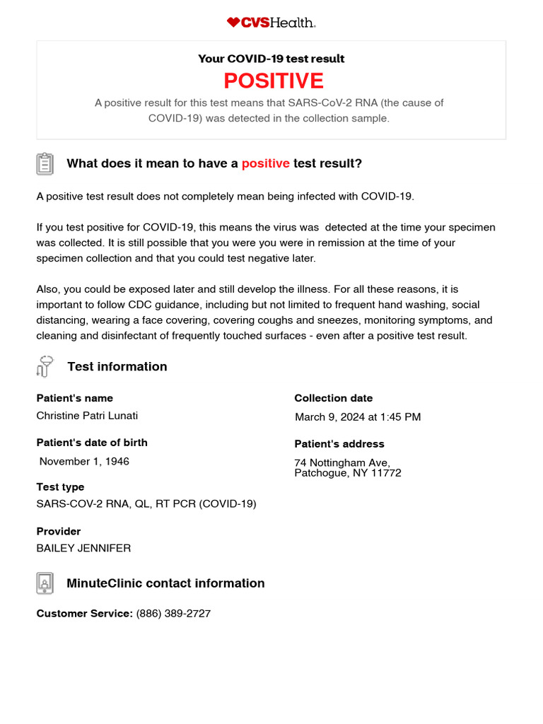 Positive COVID-19 Test Results Notice | PDF