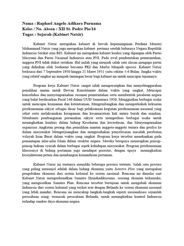 Kabinet Natsir: Koalisi dan Tantangan | PDF | Pengelolaan Keuangan ...