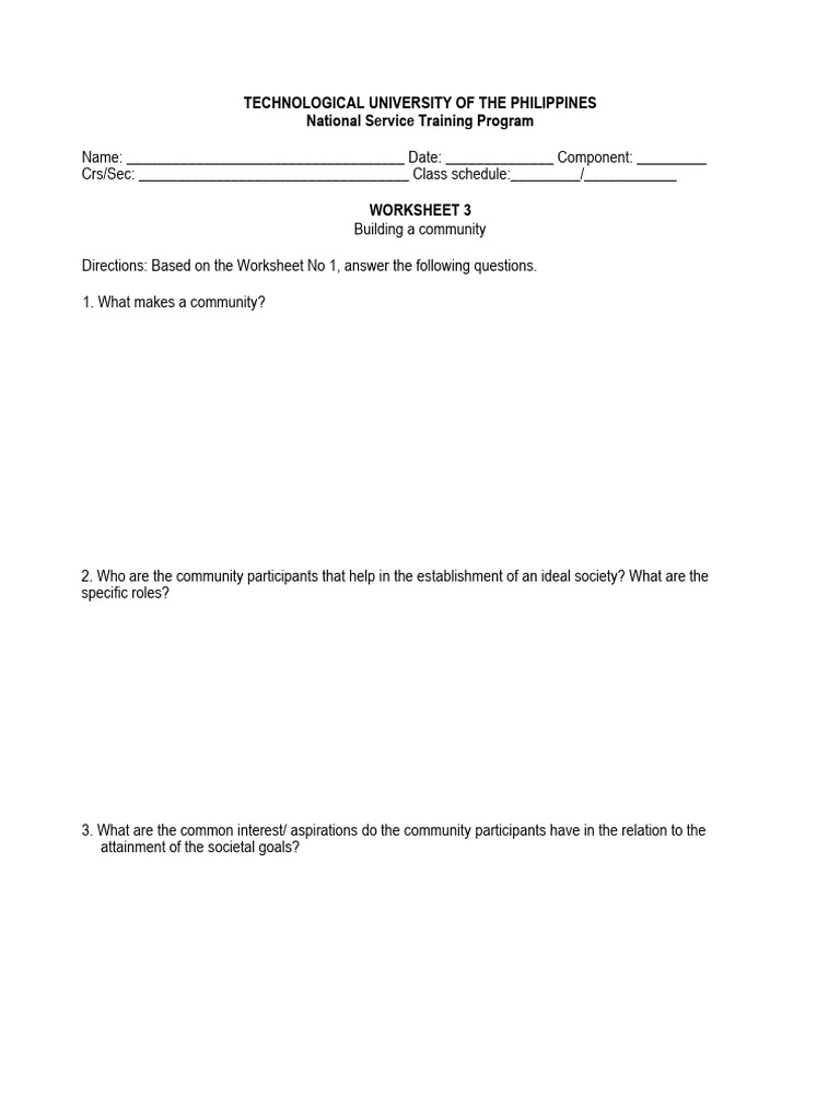NSTP 2 Worksheet 3 | PDF