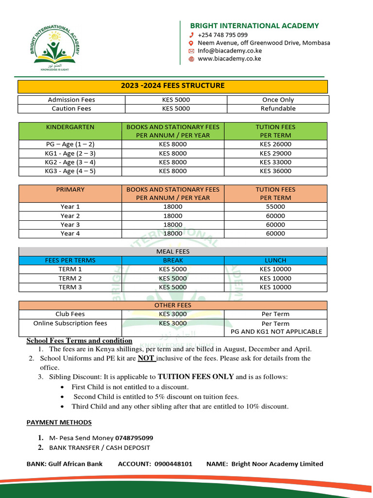 Our School Fee Structure | PDF | Service Industries | Personal Finance