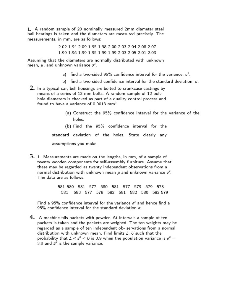 Confidence Intervals for Variance and SD | PDF