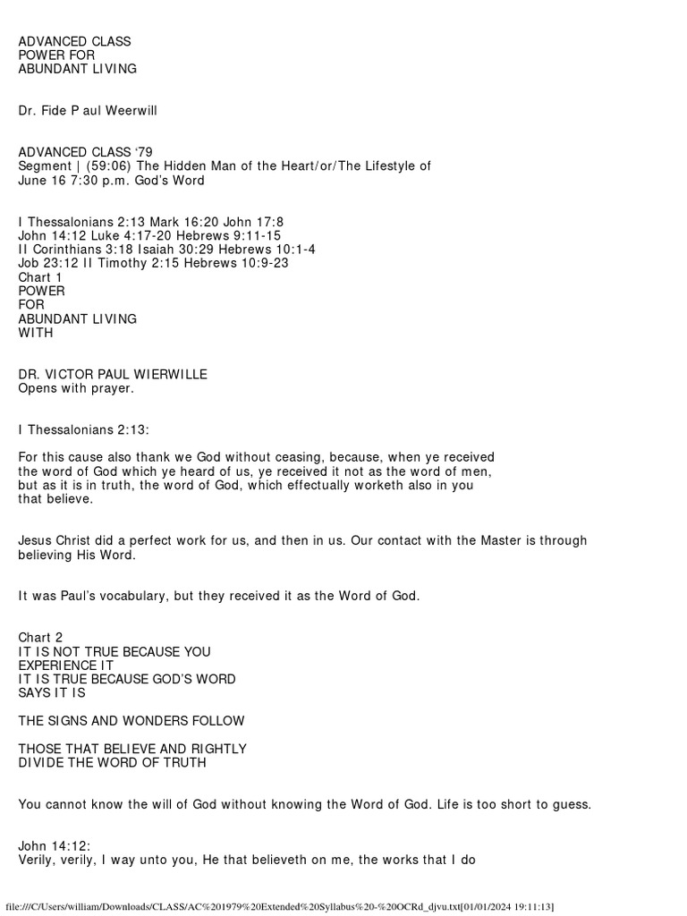 Advanced Class '79: Power of Belief | PDF | Epistle To The Romans | Jesus
