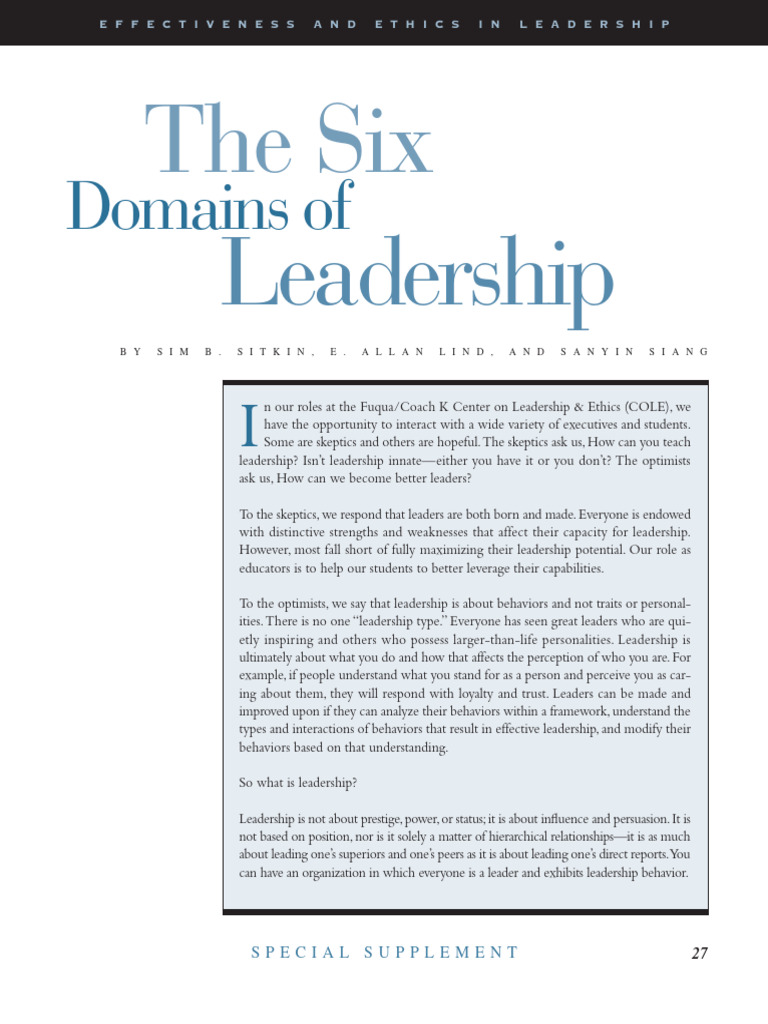 The_six_domains_of_leadership | PDF | Leadership | Psychology
