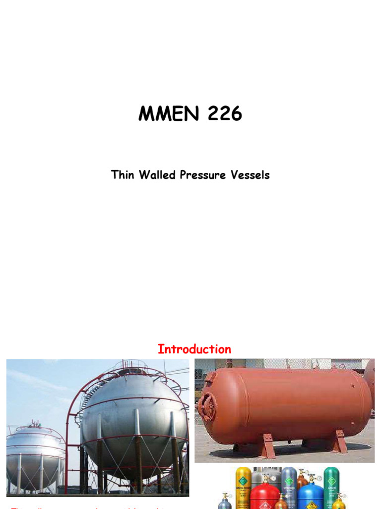 MMEN 226 - Thin Walled Pressure Vessels | PDF | Pressure | Liquids