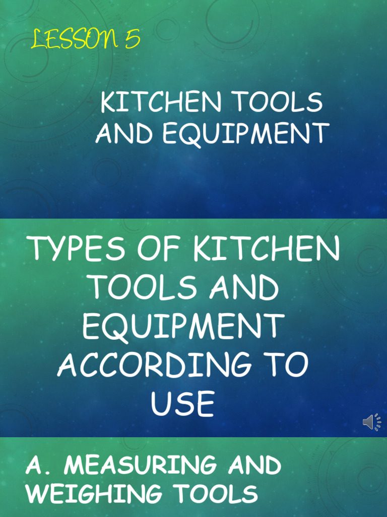 Lesson 5 Classifications of Kitchen Tools and Equipment PDF
