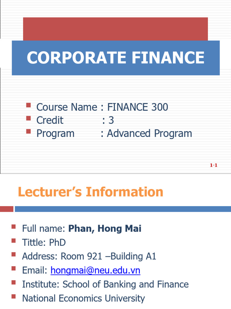 Corporate Finance Course Overview | PDF | Stocks | Capital Structure