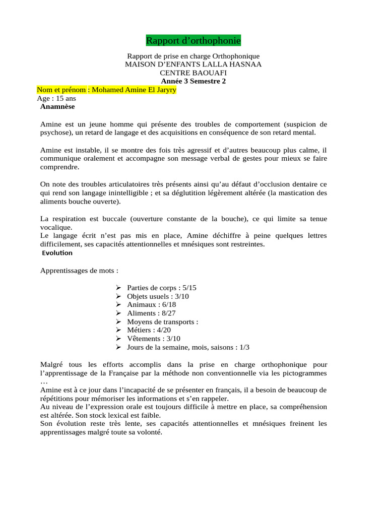 Rapport Ocp A3 S2 Finaleeee | PDF | Mémoire | Lexique
