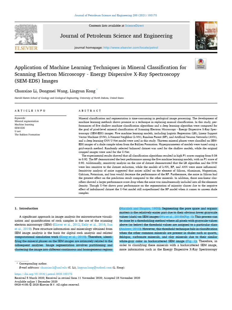 Application of Machine Learning Techniques in Mineral Classification