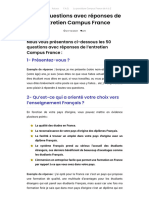 Les 50 Questions Avec Réponses de L'entretien Campus France