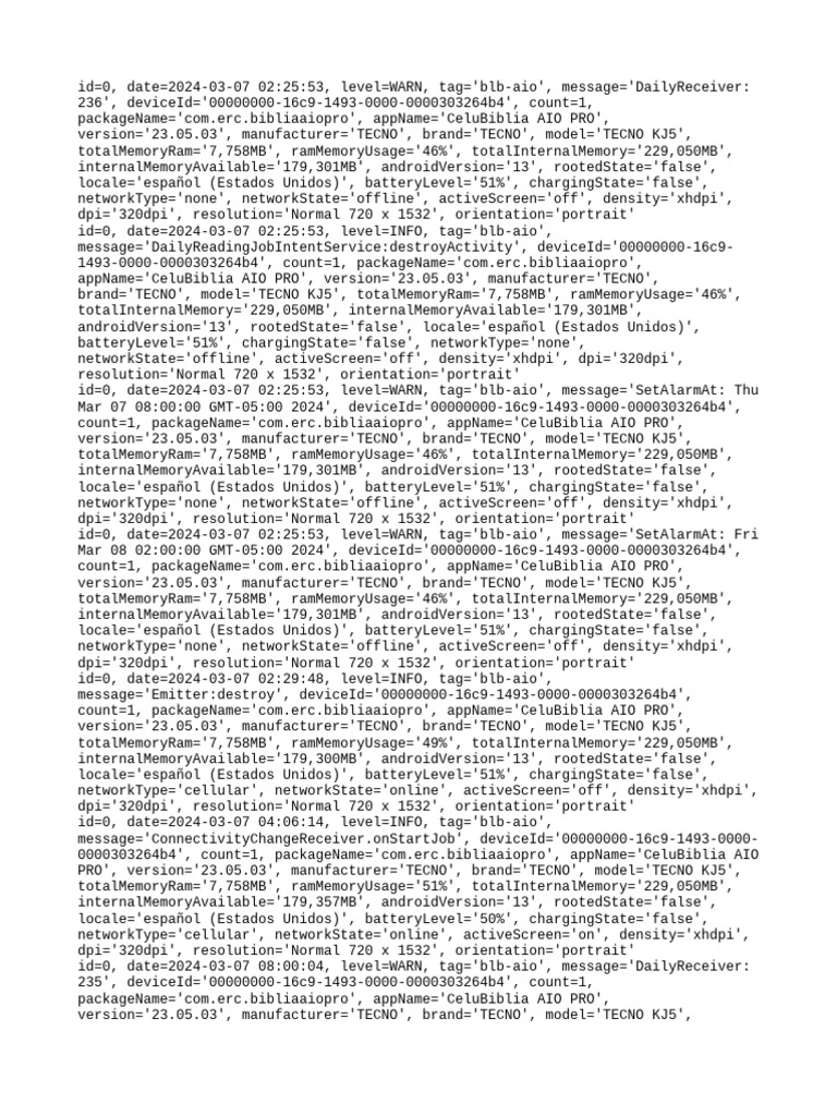 CeluBiblia AIO PRO Usage Log | PDF