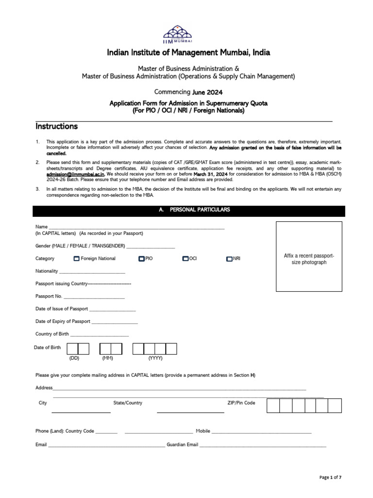 IIMM Intl Students Application | PDF | Graduate Management Admission ...