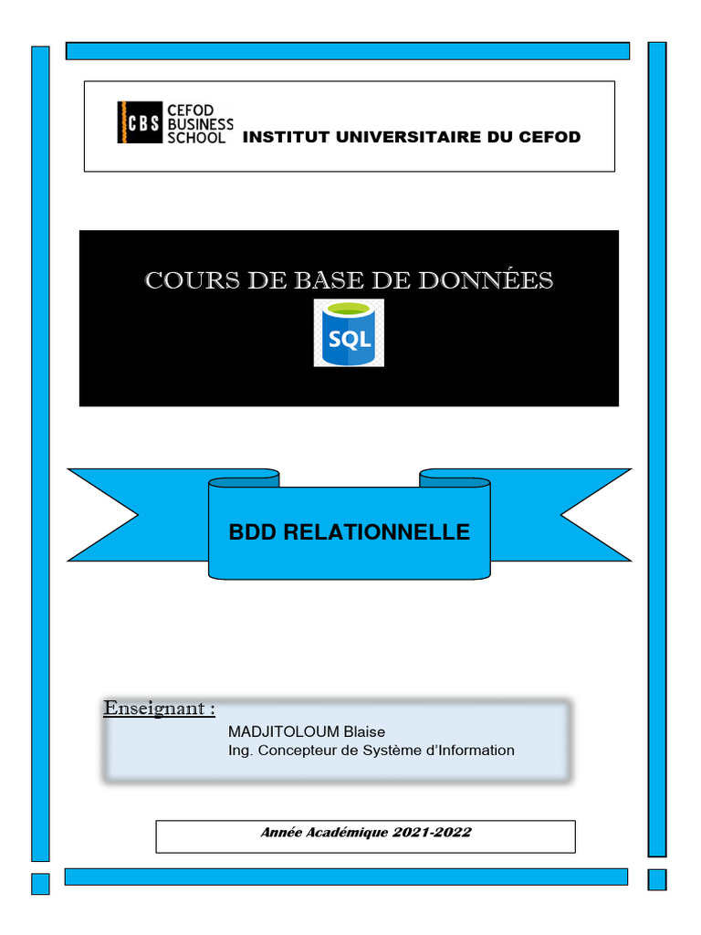 Cours de Bases de Données Relationnelles | PDF | Bases de données | SQL