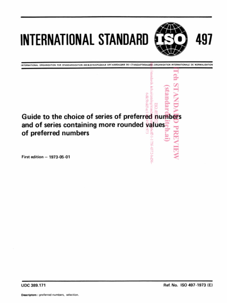 ISO 497:1973 Guide to Preferred Numbers | PDF | International ...