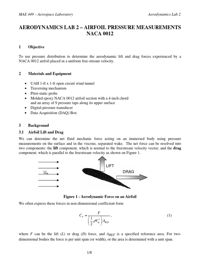 Airfoil Pressure Measurements Lab | PDF | Fluid Dynamics | Lift (Force)