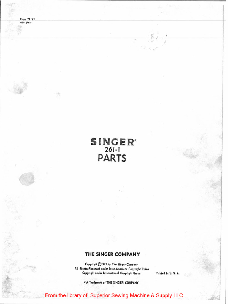 Singer 261-1, - 3 | PDF | Mechanical Engineering | Manufactured Goods