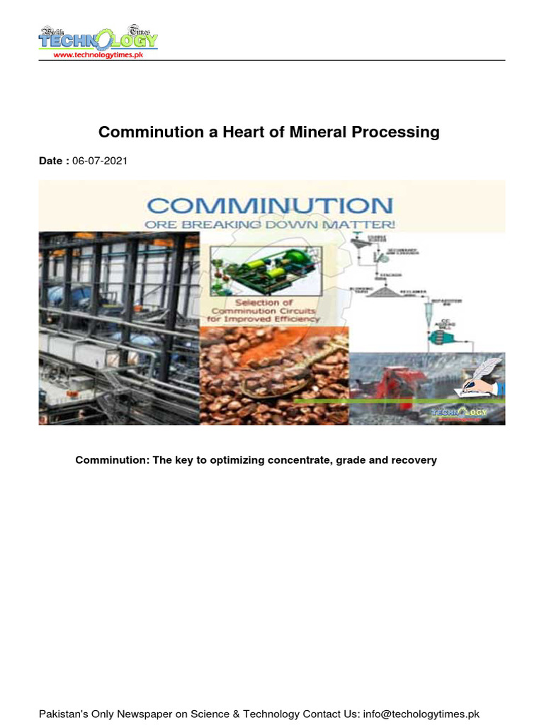 Comminution A Heart Of Mineral Processing Pdf Mill Grinding