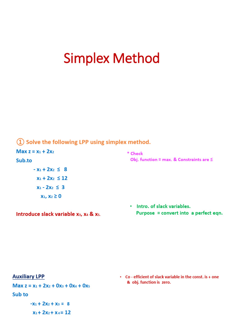 4-Simplex Method-10-01-2024 | PDF | Systems Analysis | Computational ...