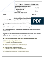 Revision Sheet For Internal Assessment Class 10th