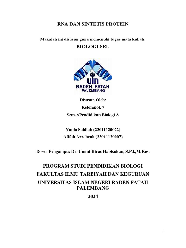 Sintesis RNA dan Protein dalam Sel | PDF
