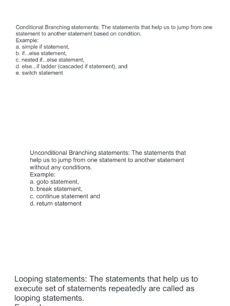 Conditional Branching and Loops | PDF