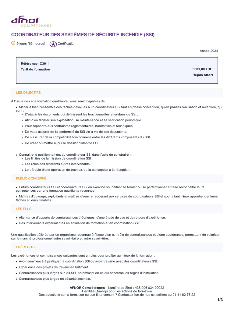 Formation Coordinateur Ssi 2024 Pdf Sécurité 