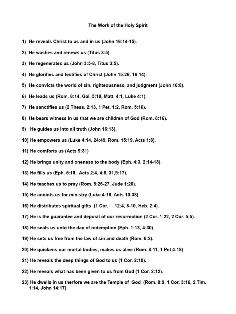 Functions of the Holy Spirit Explained | PDF | Acts Of The Apostles | Jesus