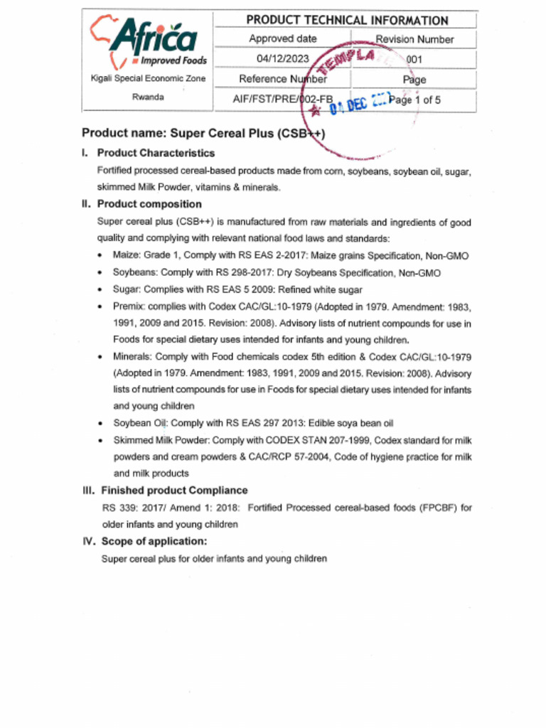 Production information-CSB++ | PDF