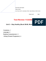 Class 6 - Unit 3 - Stay Healthy - Test Review - 4.3.24