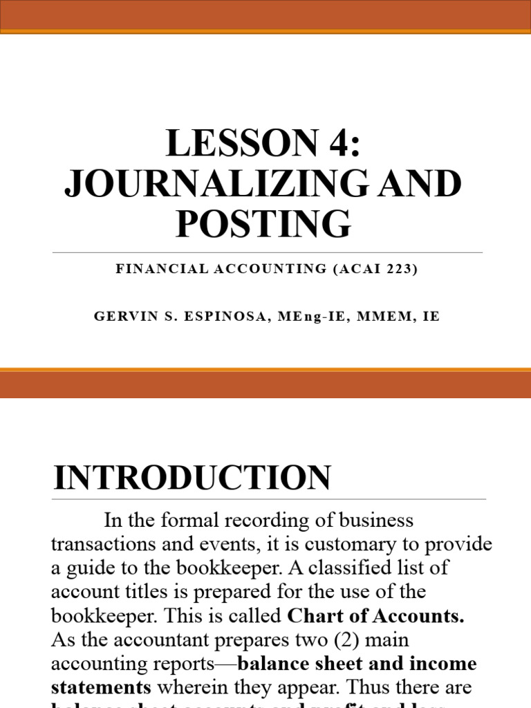 Journalizing and Posting in Accounting | PDF | Business | Law