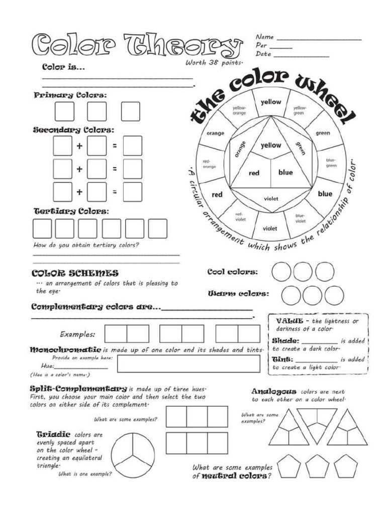 Color Theory Worksheets | PDF