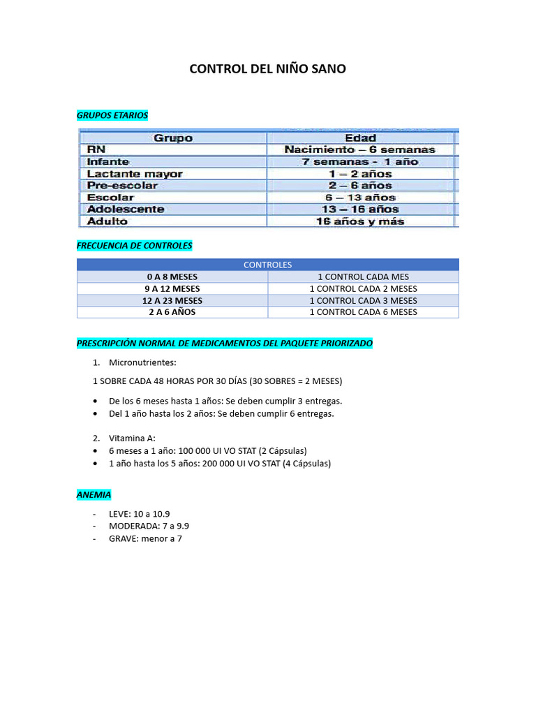 Control Del Niño Sano | PDF