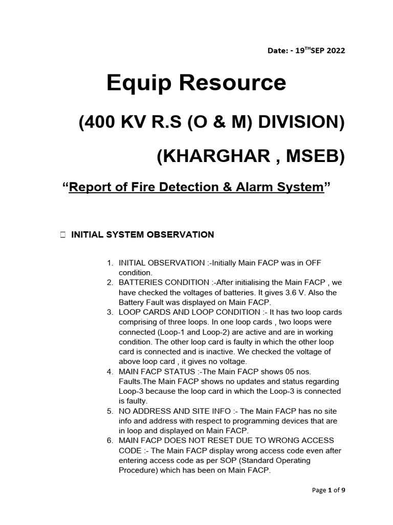 Mom Report Of400 KV R.S (O & M) Division | PDF