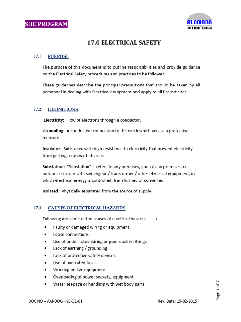 Electrical Safety Guidelines and Practices | PDF | Electrical ...