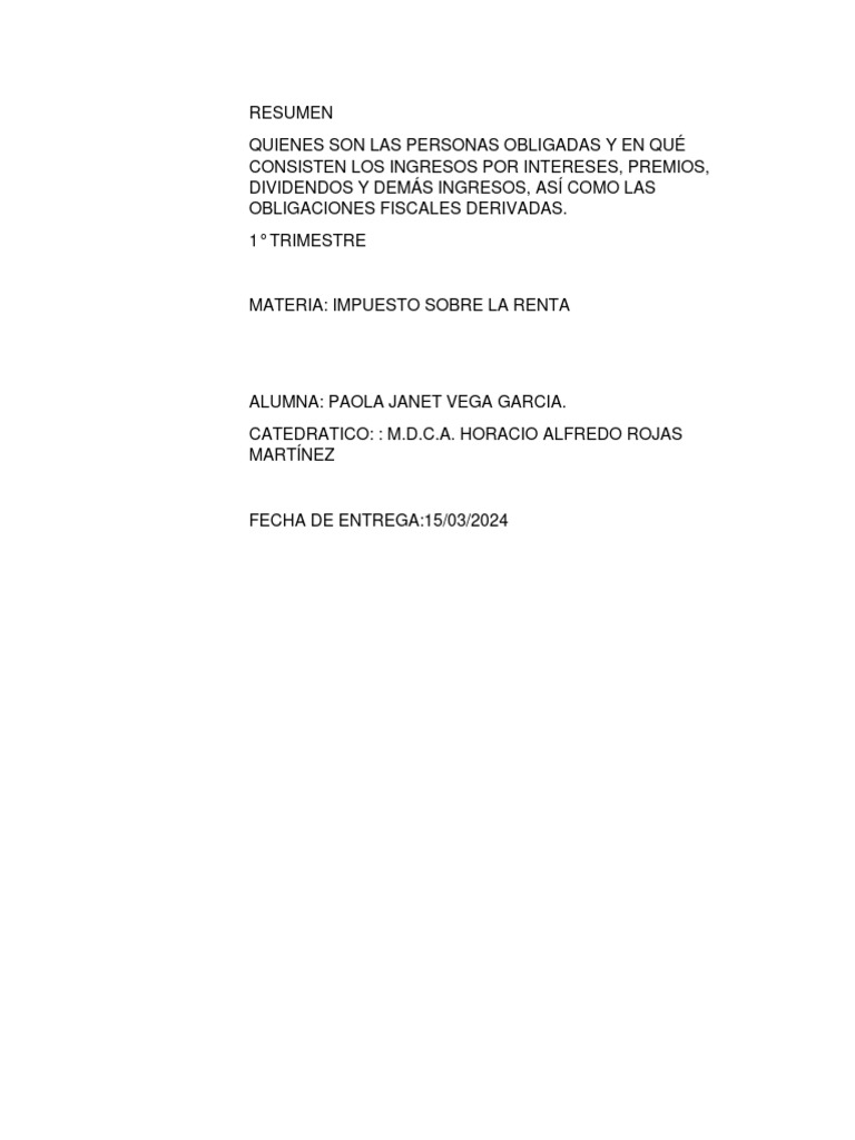 Obligaciones Fiscales de ISR | PDF | Impuesto sobre la renta | Impuestos