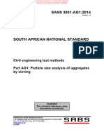 SANS 3001-AG1 2014 Civil Engineering Test Methods Part AG1 Particle Size Analysis of Aggregate by Sieving