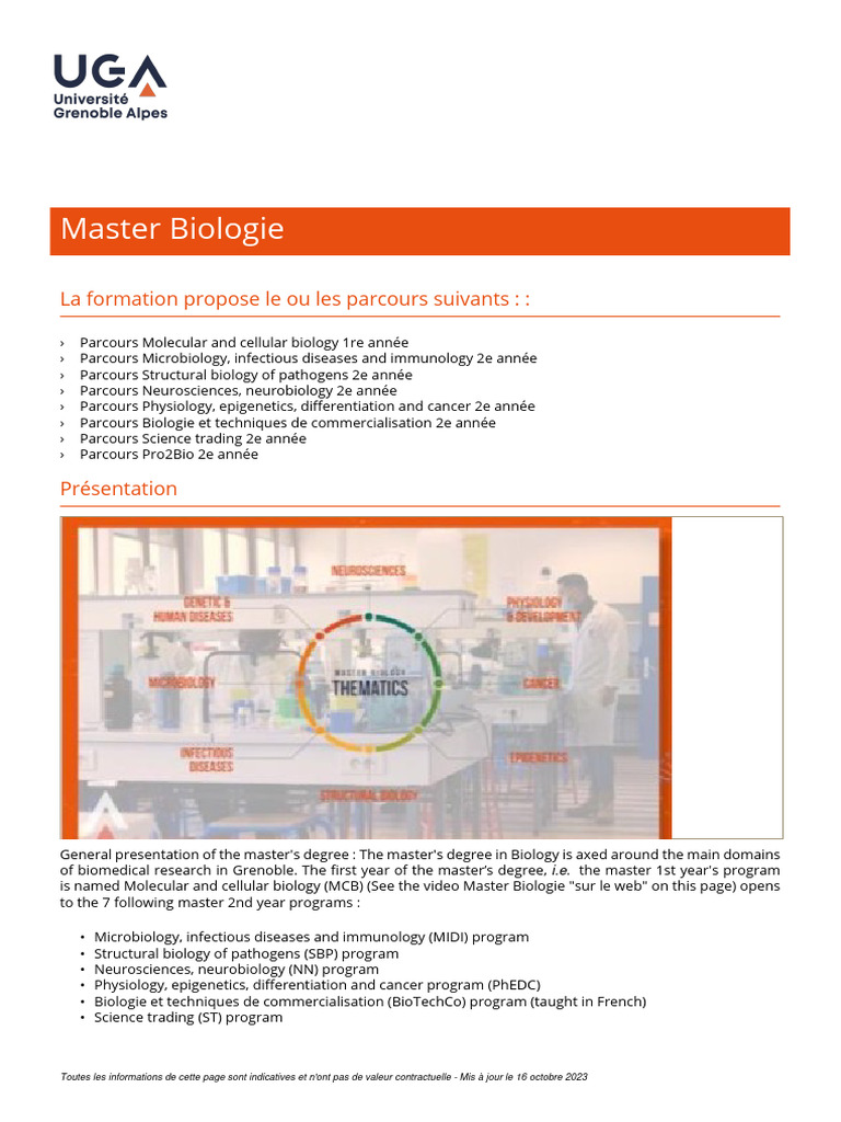 Master Biologie | PDF | Clinical Medicine | Medical Specialties
