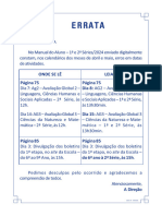 Errata - Manual Do Aluno - 1 e 2 Série