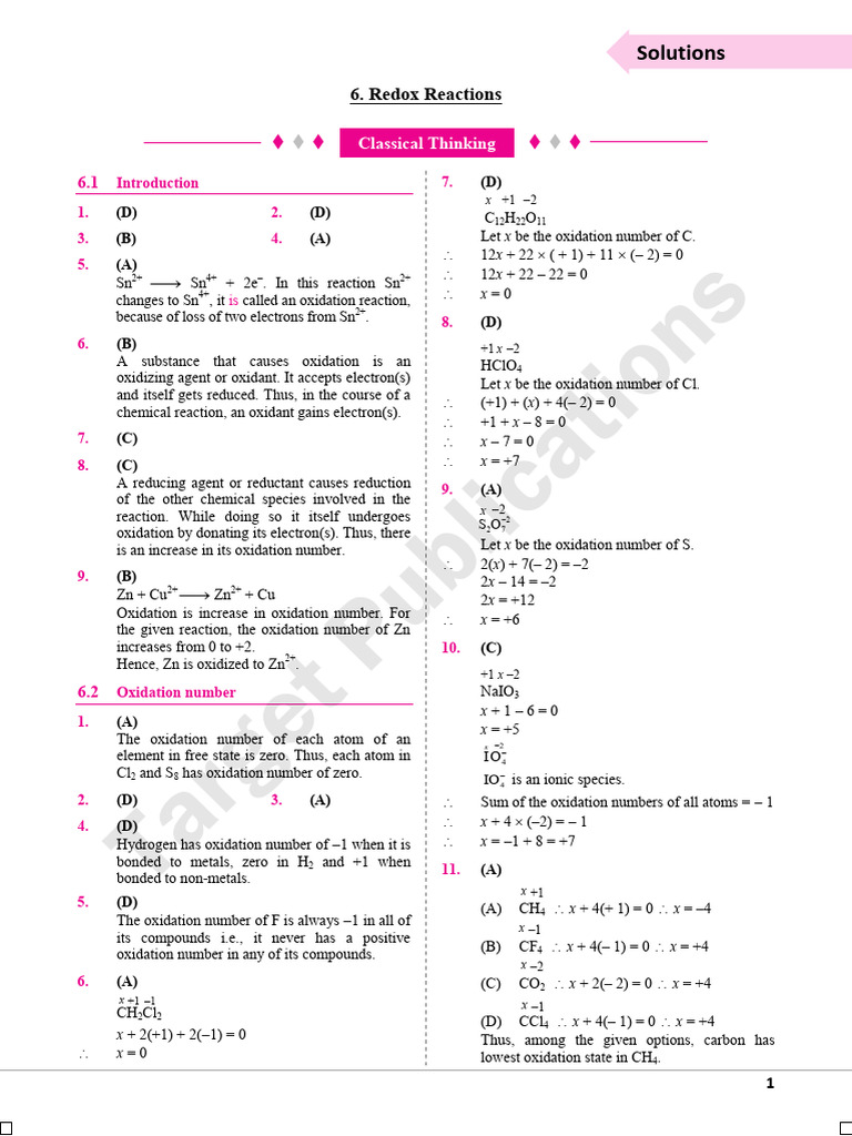 Understanding Oxidation Numbers in Redox Reactions | PDF | Redox ...