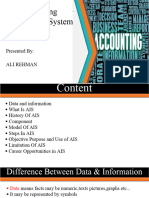 An Accounting Information System of An Entity: Presented By: Ali Rehman
