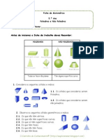 Matemática 5.º Ano - Poliedros e Não Poliedros