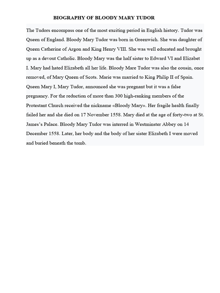 Biography of Bloody Mary Tudor PDF