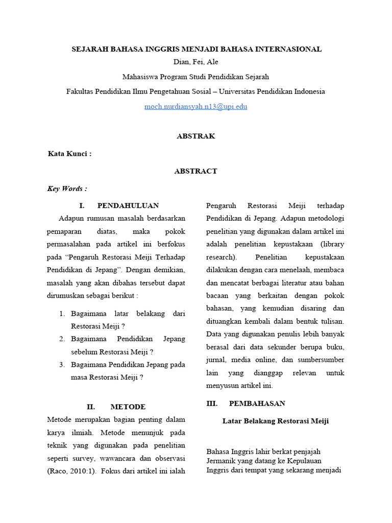 SEJARAH BAHASA INGGRIS MENJADI BAHASA INTERNASIONAL | PDF