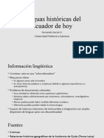 Lenguas Históricas Del Ecuador de Hoy