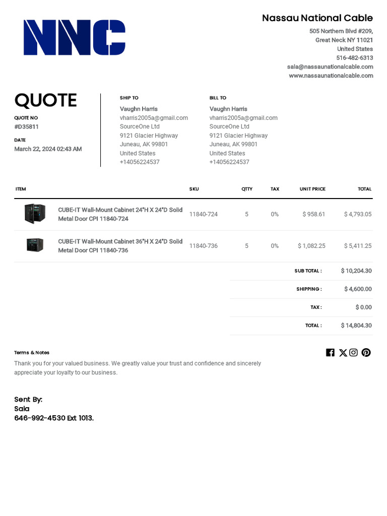 Nassau National Cable Quote Summary | PDF